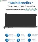 42WH Battery for Dell Inspiron and Latitude Laptops