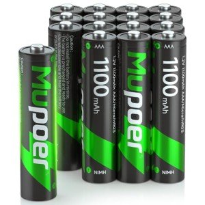 Mupoer 16 Pack Rechargeable AAA Ni-MH Batteries