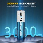Rechargeable AA Lithium Batteries with Fast Charger - 8 Pack