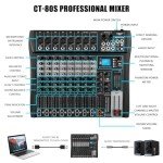 KASCHUN 8-Channel DJ Audio Mixer with Bluetooth