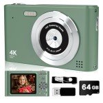 1080P Kids Digital Camera with 64GB Card – Green