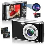 4K UHD Digital Camera with Autofocus and Zoom