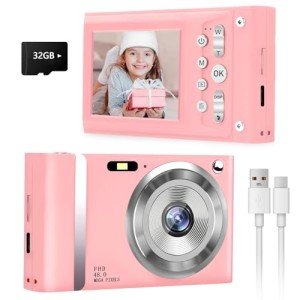 48MP Compact Digital Camera with 16x Zoom (Pink)