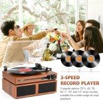 Portable Vinyl Record Player with Bluetooth Speakers