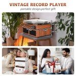 Portable Vinyl Record Player with Bluetooth Speakers
