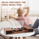 Portable Vinyl Record Player with Bluetooth Speakers