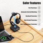 RGB Headphone Stand with USB Charging and Outlets