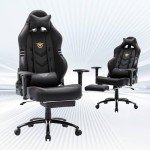 Big and Tall Gaming Chair with Footrest - Black