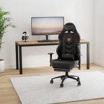 Big and Tall Gaming Chair with Footrest - Black