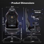Big and Tall Gaming Chair with Footrest - Black