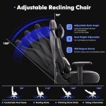 Big and Tall Gaming Chair with Footrest - Black