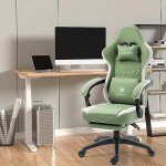 Dowinx Gaming Chair with Massage Footrest & Gel Pad