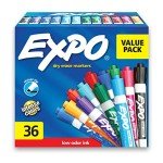 Assorted Low Odor Dry Erase Markers, 36 Count