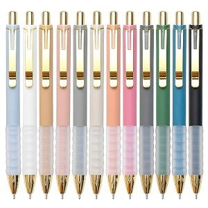 Linbsunne Retractable Black Ballpoint Pens - 12 Pack