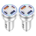 Fast Charge USB-C Car Charger, 2 Pack 65W
