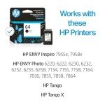 HP 64 Black Ink Cartridge for Compatible Printers