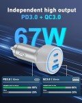 WODENTA 67W 3-Port Fast USB C Car Charger