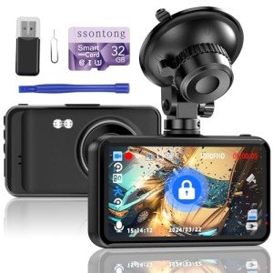 1080P FHD Dash Cam with 32GB Card & Night Vision