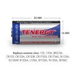 Tenergy 3V CR123A Lithium Batteries, 16-Pack