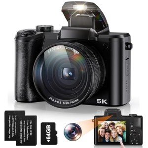 64MP 5K Camera with 5X Zoom & Touchscreen