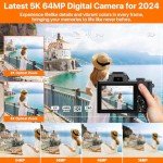 64MP 5K Camera with 5X Zoom & Touchscreen