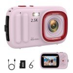72MP 2.5K Kids Vintage Digital Camera - Pink