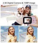 72MP 2.5K Kids Vintage Digital Camera - Pink