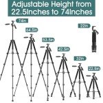 UBeesize 74" Tripod with Phone Holder & Remote