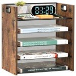 5-Tier Wood Desk File Organizer with Handle