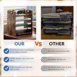 5-Tier Wood Desk File Organizer with Handle