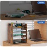 5-Tier Wood Desk File Organizer with Handle