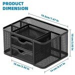 Marbrasse Black Mesh Desk Organizer with 2 Drawers