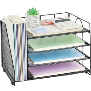 4-Tier Black Desk Organizer for Office Supplies