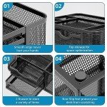 Marbrasse Black Mesh Desk Organizer with 2 Drawers