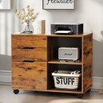 DUMOS 3-Drawer Rolling File Cabinet - Rustic Brown