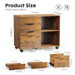 DUMOS 3-Drawer Rolling File Cabinet - Rustic Brown