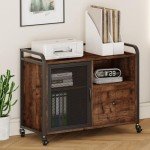 Rolling Lateral File Cabinet with Drawer - Rustic Oak