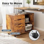 DUMOS 3-Drawer Rolling File Cabinet - Rustic Brown