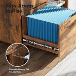 DUMOS 3-Drawer Rolling File Cabinet - Rustic Brown