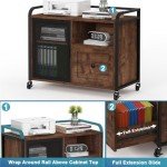 Rolling Lateral File Cabinet with Drawer - Rustic Oak