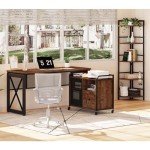 Rolling Lateral File Cabinet with Drawer - Rustic Oak