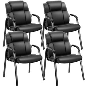 OLIXIS Set of 4 Leather Reception Chairs
