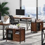 Rolling Lateral File Cabinet with Drawer - Rustic Oak