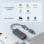 RUXELY USB 3.0 Gigabit Ethernet Adapter with USB-C
