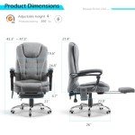 Ergonomic Massage Recliner Chair with Heat, Grey