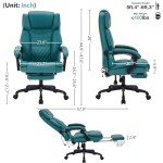 Ergonomic Massage Office Chair with Footrest - Teal Blue