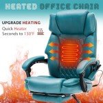 Ergonomic Massage Office Chair with Footrest - Teal Blue