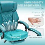 Ergonomic Massage Office Chair with Footrest - Teal Blue