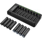 POWEROWL 8 Pack Rechargeable AA Batteries & Charger