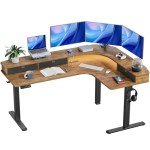 HUANUO 65" Electric Height Adjustable L-Shaped Desk